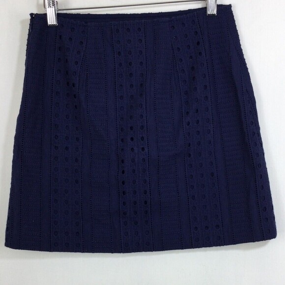 Vineyard Vines Womens Caning Eyelet Mini Skirt Navy Blue Size 0 - Picture 2 of 7